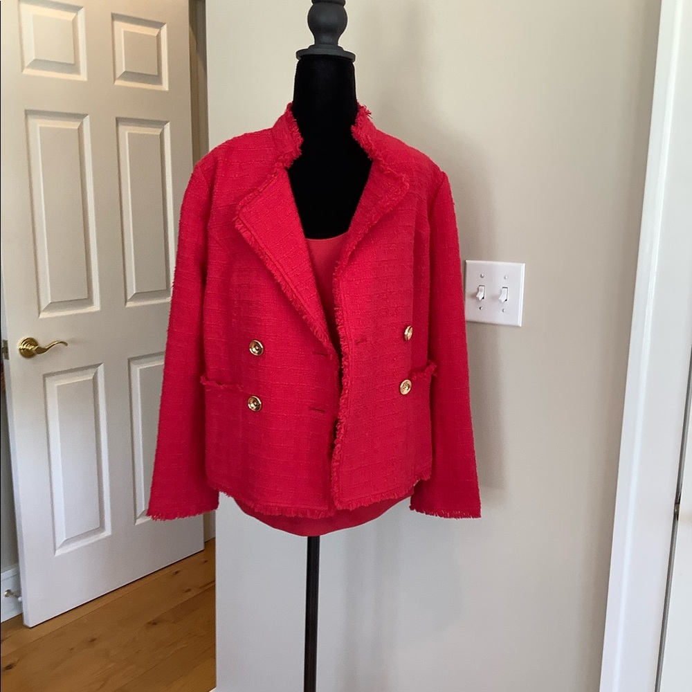 Chico's Red Textured Blazer and Matching Microfiber Basic Knit Tank. NWT